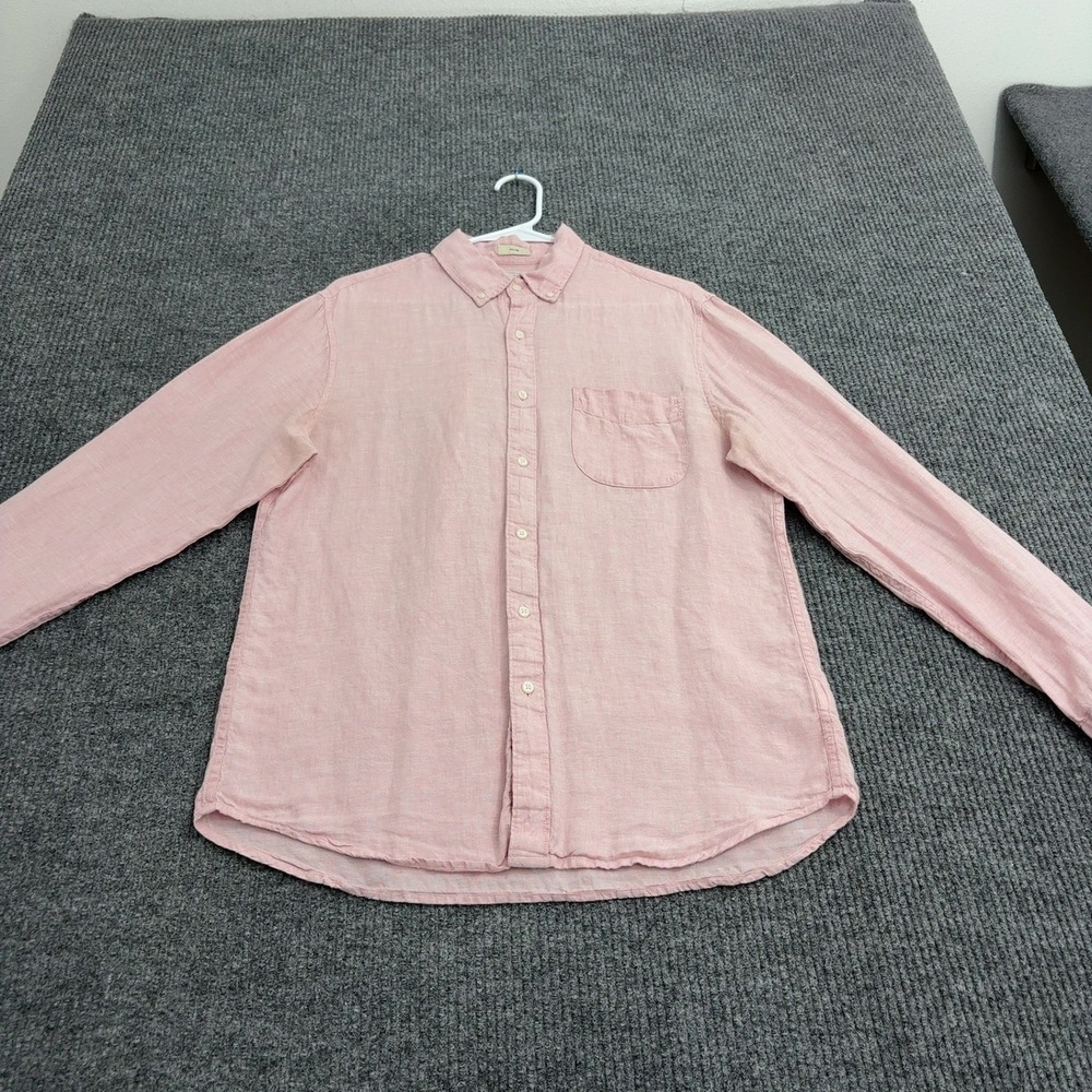 J Crew Shirt Mens M Pink Linen Slim Fit Button Down Baird McNutt Casual Coastal